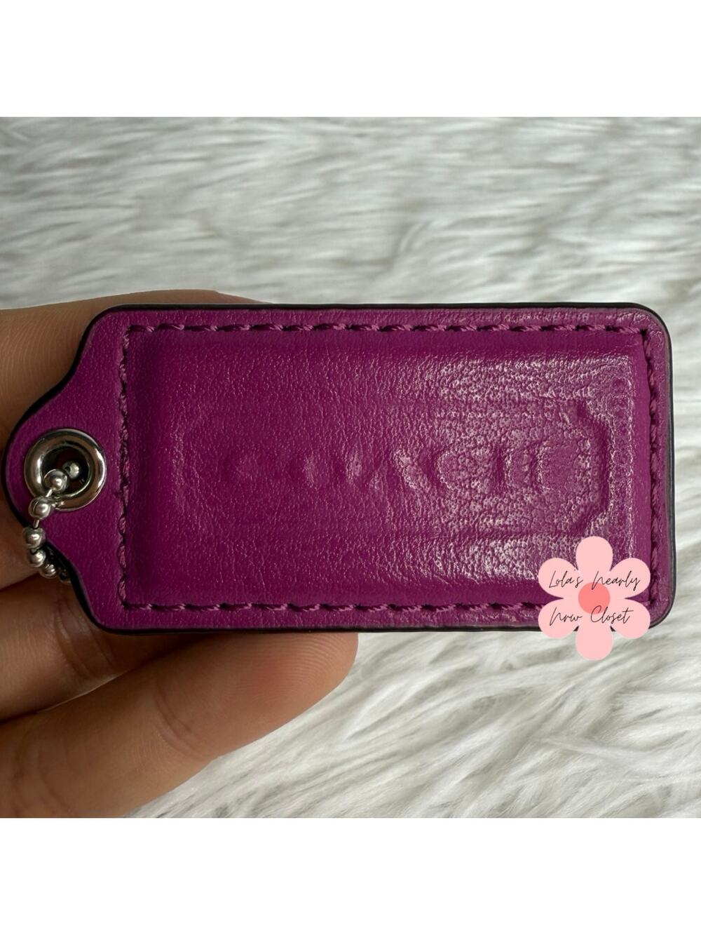 2" COACH Purple Fob Bag Charm Hang tag Hangtag